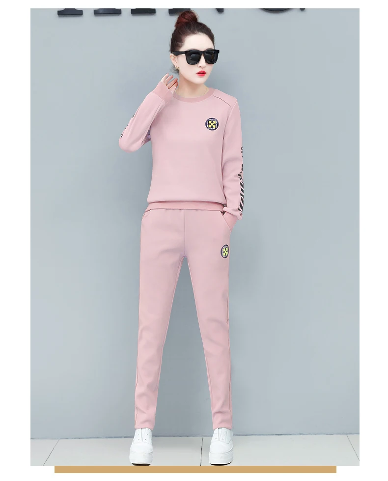 YICIYA розовый спортивный костюм, женский комплект из 2 предметов, комплект одежды, штаны, костюмы и топ размера плюс, зима, длинный рукав