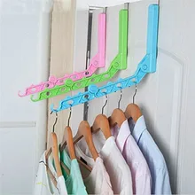 Door Hanging Foldable Clothes Hanger Magic 5 Hole Hanger Rack With Hook Space Save Clothing Tie Organizer Creative Drying Rack