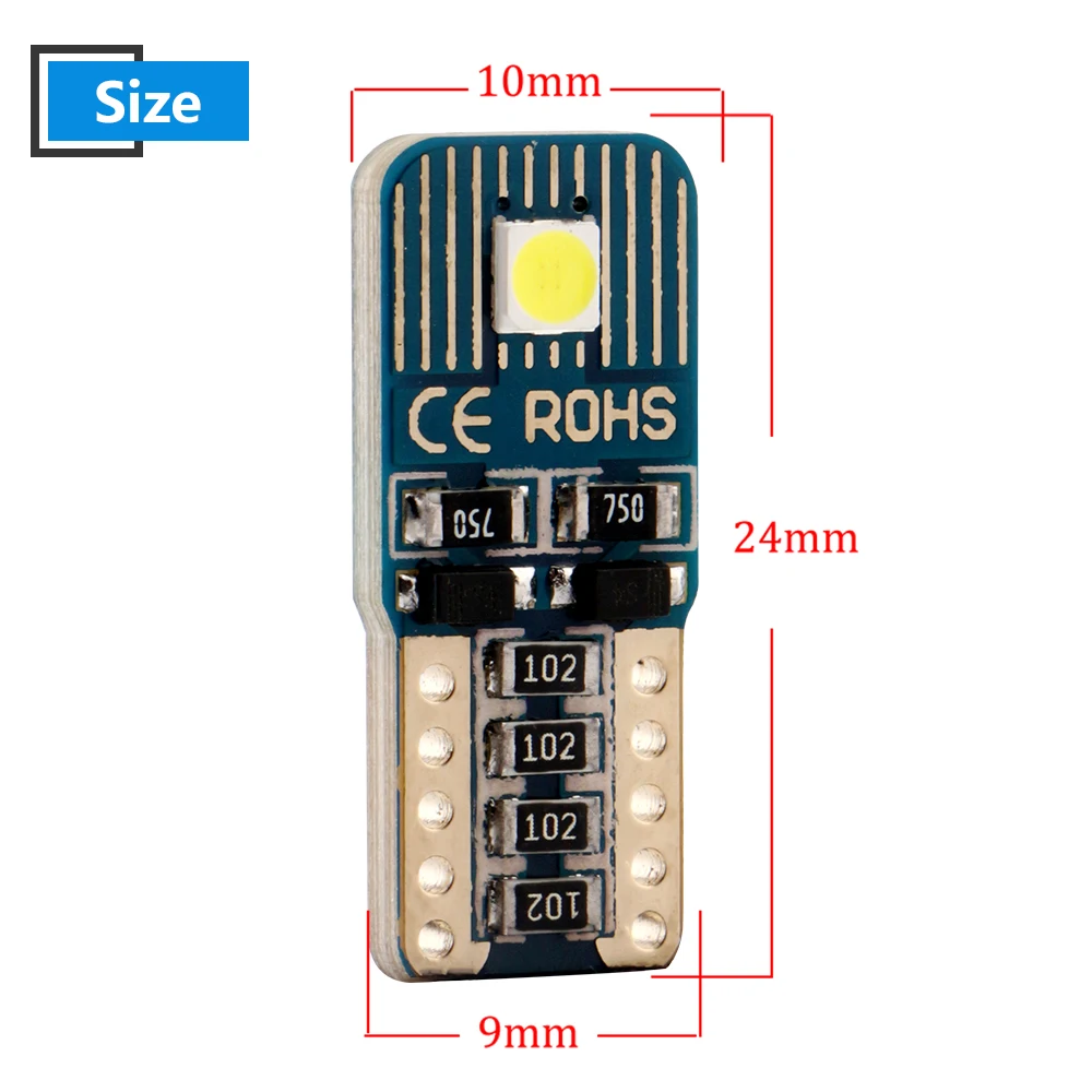 50X Canbus T10 W5W светодиодный 3030 2 SMD Светодиодная Автомобильная индикаторная лампа для чтения номерного знака задний габаритный светильник белого цвета