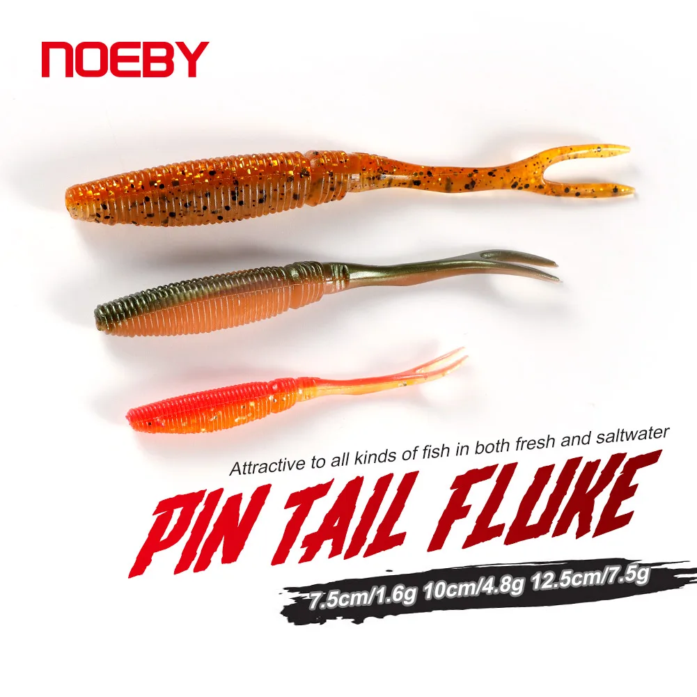 

NOEBY Pin Tail Silicone Soft Jig Trailer 7.5cm 10cm 12.5cm Craws Wobblers Artificial Soft Baits Swimbait for Bass Fishing Lure