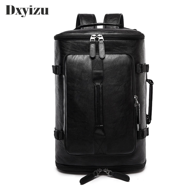 Simple Patchwork Large Capacity Mens Leather Backpack For Travel Casual mochila Men Daypacks Travle | Багаж и сумки