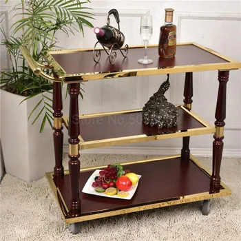 

Three-layer steel wine wine cart dining car mobile delivery meal titanium service car luxury hotel hotel stainless steel