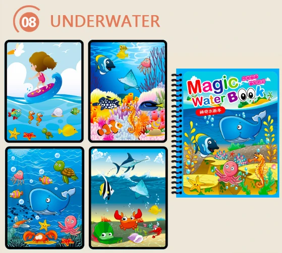 Magic Water Drawing Book Coloring Book Doodle Magic Pen Painting Drawing Board Kids Toys 10