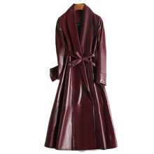Tcyeek натуральная кожа пальто женская уличная длинная натуральная куртка женская зимняя одежда пальто из овчины+ пояс Hiver 1908
