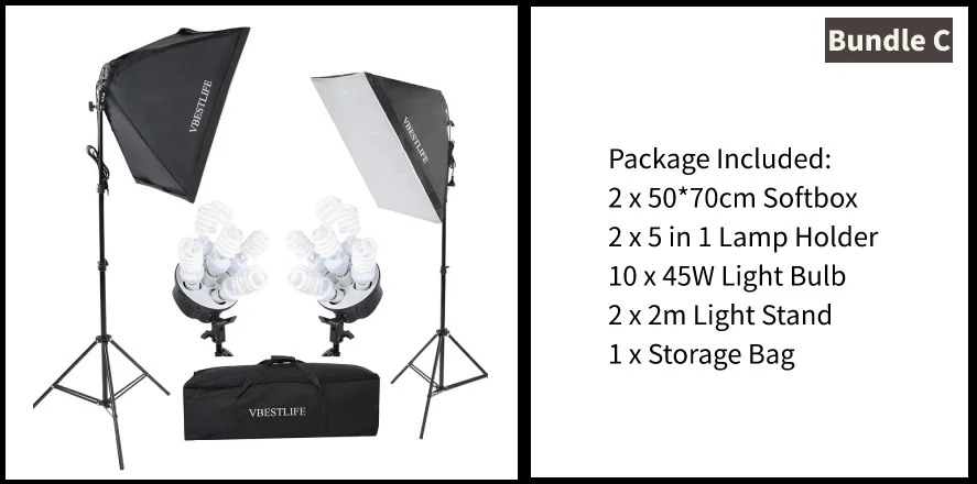 Professional Photography Kit Lighting Equipment Soft Light Umbrella Softbox Bulb Holder Light Bulbs Backdrops Photo Studio Kits