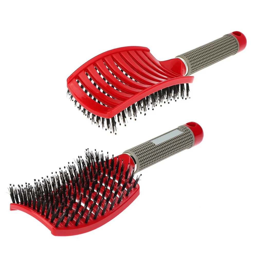 Professional Anti-Static Hair Scalp Massage Brush - Curved Row Hair Comb Hairbrush Salon Barber Hairstyle - Home