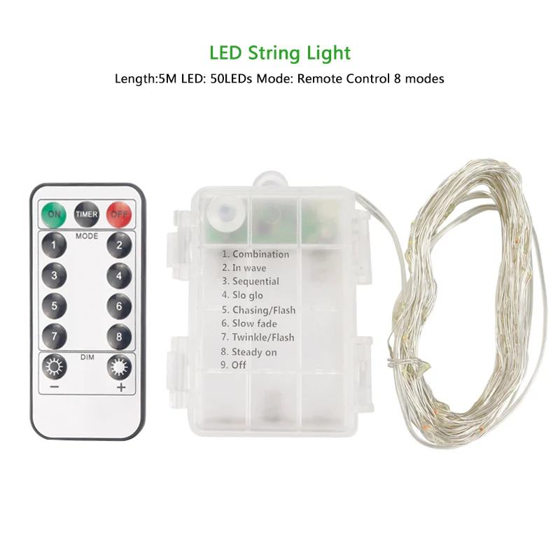 USB СВЕТОДИОДНЫЙ светильник на батарейках, водонепроницаемый Светодиодный светильник на медной проволоке, праздничный светильник, сказочный светильник для Рождественского украшения - Испускаемый цвет: Remote 5M 50leds