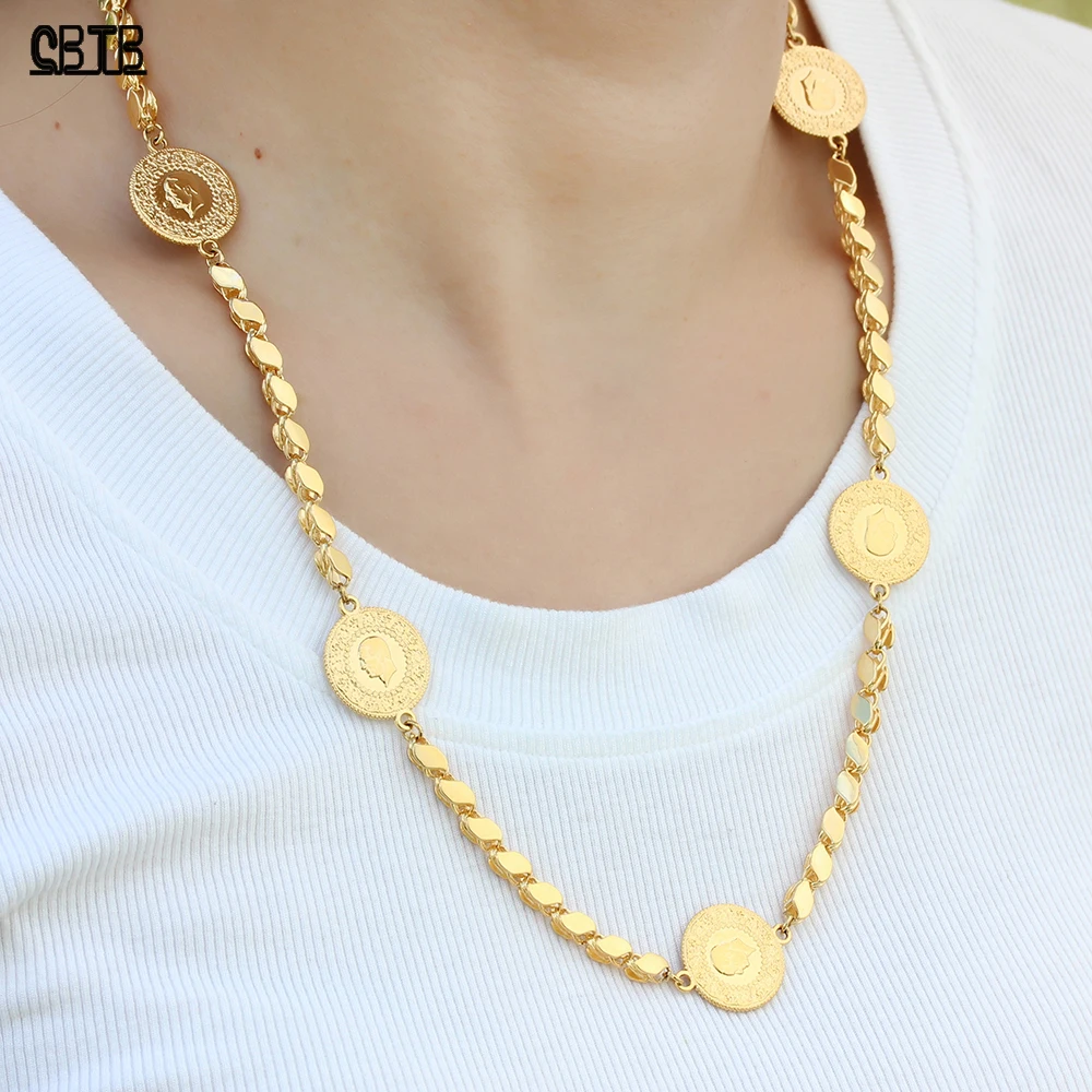 

Wholesale Middle East Muslim Coin Necklace Electroplating 18K Gold Jewelry for Men Party Banquet Gift Accessories for Women