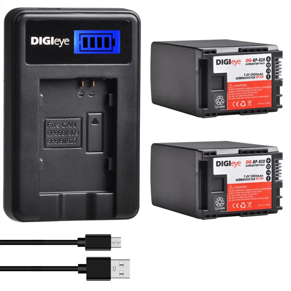 2800Mah Bp-828 Bp828 Batteria + Caricatore Usb Lcd Per Canon Vixia Hf G50 Hf G60 Xa40 Xa45 Gx10 Hf G20 Hf G21 Hfg40 Xa10 Xa11