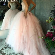 Розовое роскошное бальное платье пышные платья плюс размер сексуальное выпускное нарядное платье с бусами Vestidos de Debutante платья Ballkleid