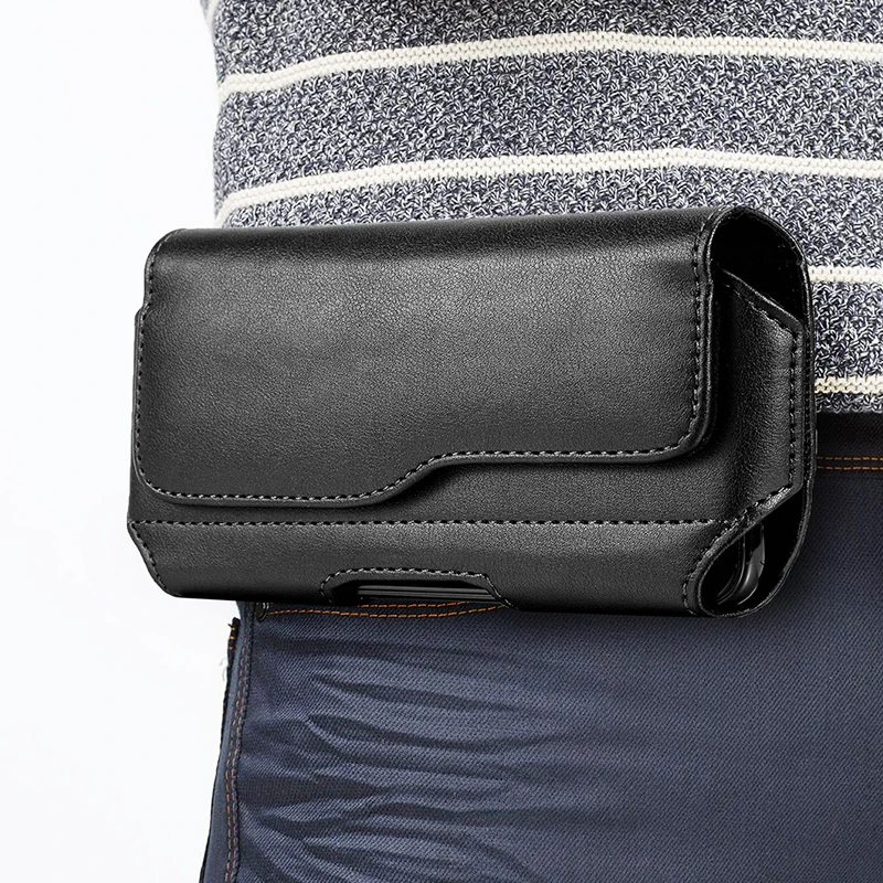 Premium Universal Leather Phone Pouch with Belt Clip Holster