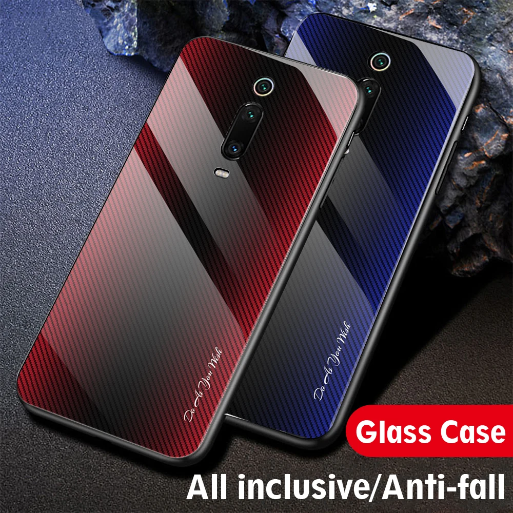 

For Xiaomi Mi 9T Pro Case Luxury Hard Tempered glass Gradient protective back cover case for xiaomi redmi k20 pro phone shell