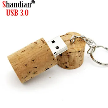 

SHANDIAN USB 3.0 Wooden cork USB flash drive bottle plug pendrive 4GB 16GB 32GB 64GB memory stick personality free custom logo