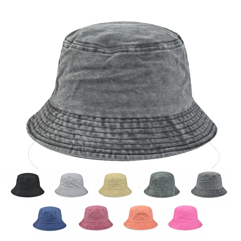 

Fisherman hats Pure color hat Washed denim fisherman hat Outdoor Leisure Shade men and women Bucket Hats Hip Hop Panama Bucke