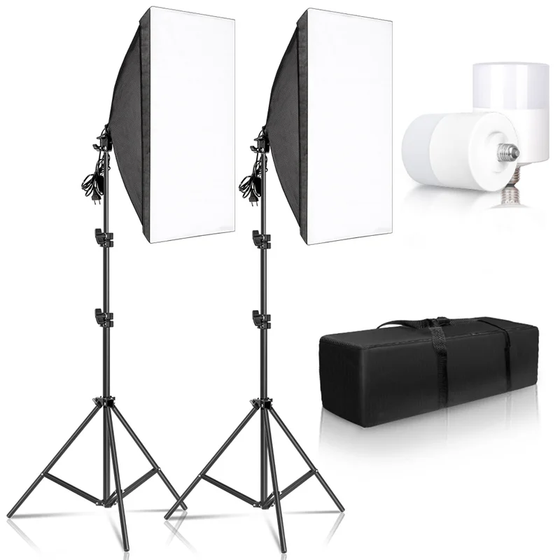 Kit Da Studio Photo Softbox Light Box Lighting Lampada A Led Singola Con Treppiede Fotografia Tiro Soft Box Flash E27 Accessori