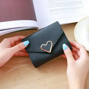 

Mini Women Wallet Purse Card Holder Heart Wallet Clutch Coin Purse Leather Purse /BY