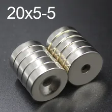 2/5/10/15 шт. 20x5-5 неодимовый магнит 20 мм x 5 мм отверстие: 5 мм N35 неодим-железо-боровые виток супер мощный сильный постоянный магнетический imanes дисковые тормоза
