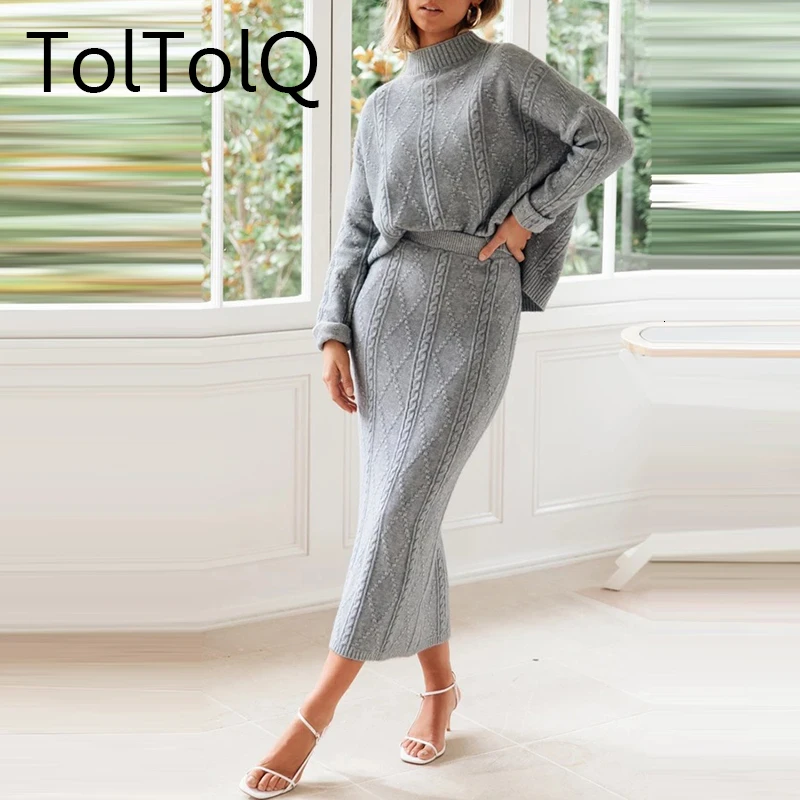 Ladies knitted skirt suits Clearance