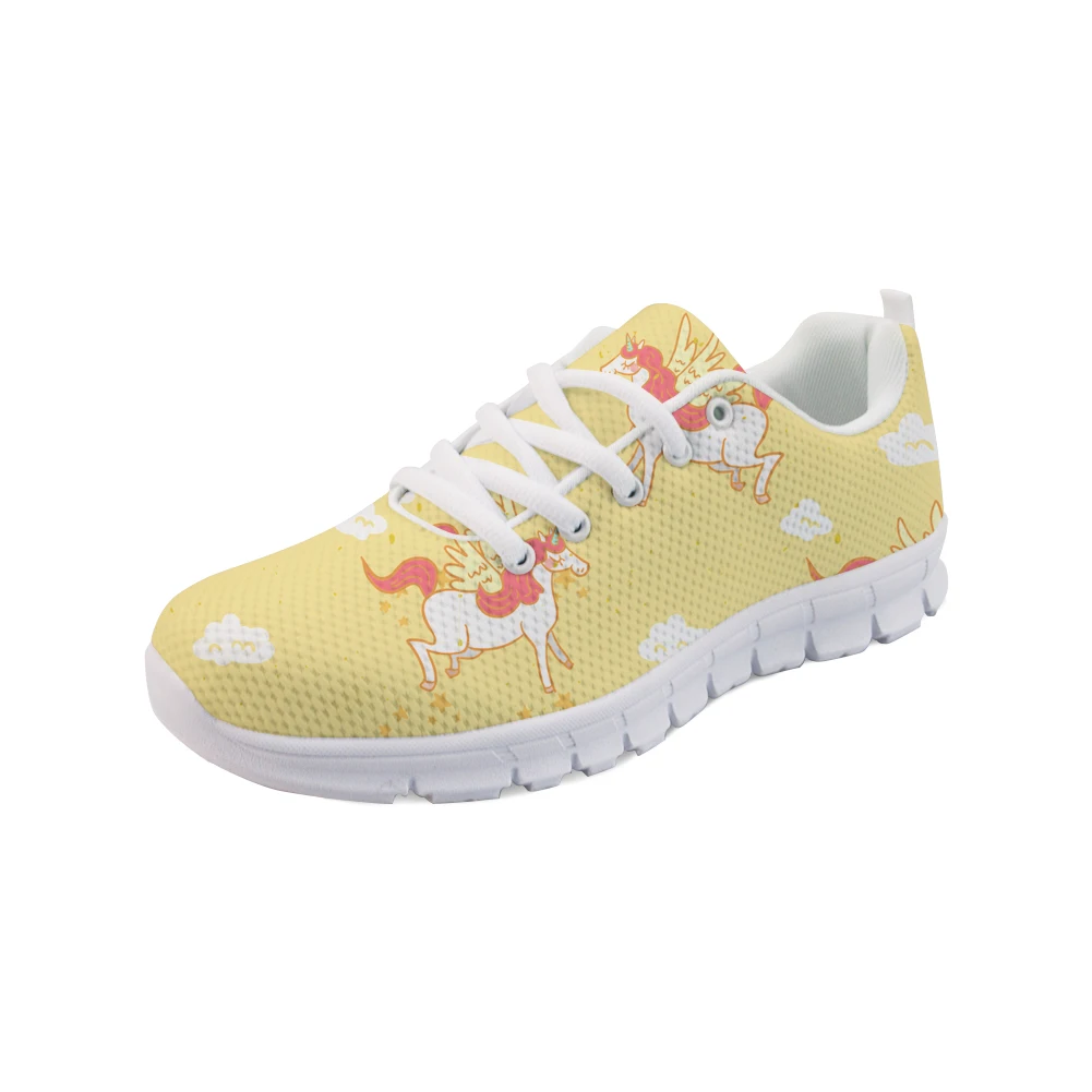 WHEREISART Cartoon Unicorn Printed Women Flat Shoes Ladies