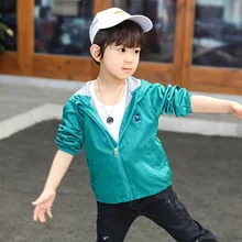 Детская куртка весенне-осенняя куртка с капюшоном для мальчиков корейский стиль, новинка года, стильное тонкое модное пальто с рисунком динозавра