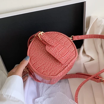 

Stone Pattern Round Crossbody Bag 2020 Summer New High-quality PU Leather Women's Designer Handbag Lock Shoulder Messenger Bag