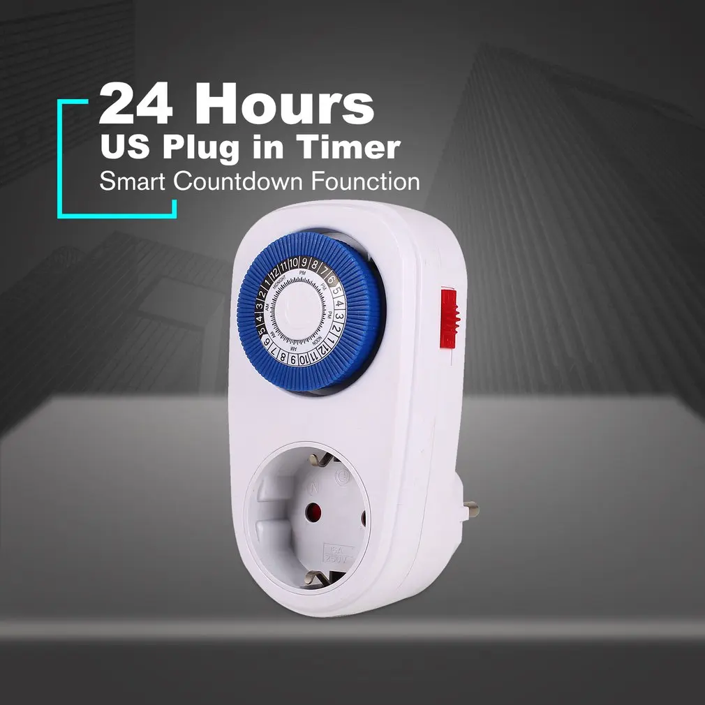 24 Hours Plug in Mechanical Grounded Programmable Timer Switch Smart Countdown Switch Socket Indoor Auto Power off