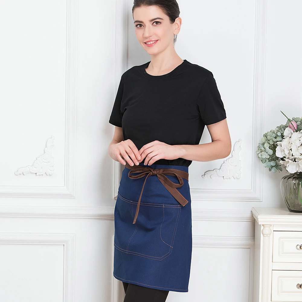 One Piece of Apron High Quality Wholesale Unisex Kitchen Hotel Coffee Shop Bakery Chef Waiter Cleaning Work Wear short Aprons
