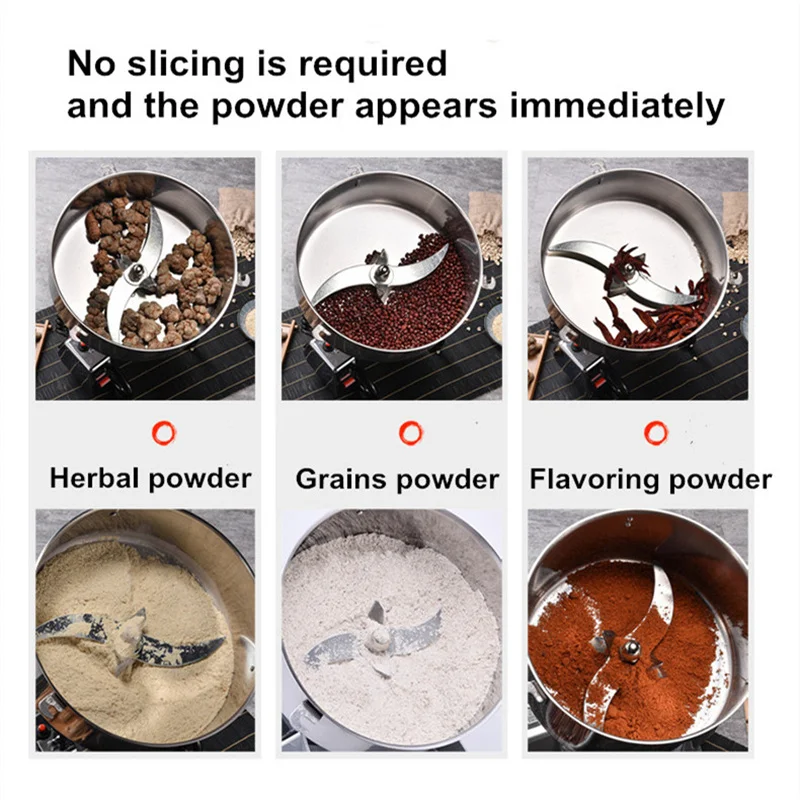 4500G Commercial Grain Grinder High Speed 4500W Cereals Medicinal Materials Spices Powder Crusher Stainless Steel Coffee Grinder 3 4500G Commercial Grain Grinder High Speed 4500W Cereals Medicinal Materials Spices Powder Crusher Stainless Steel Coffee Grinder 3