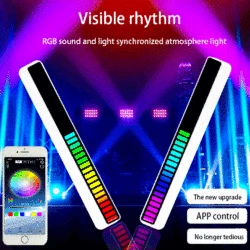 Bande lumineuse à 32 LED, Tube coloré, rvb, son activé, USB, rechargeable, musique, atmosphère, barre de lumière, veilleuse ambiante 