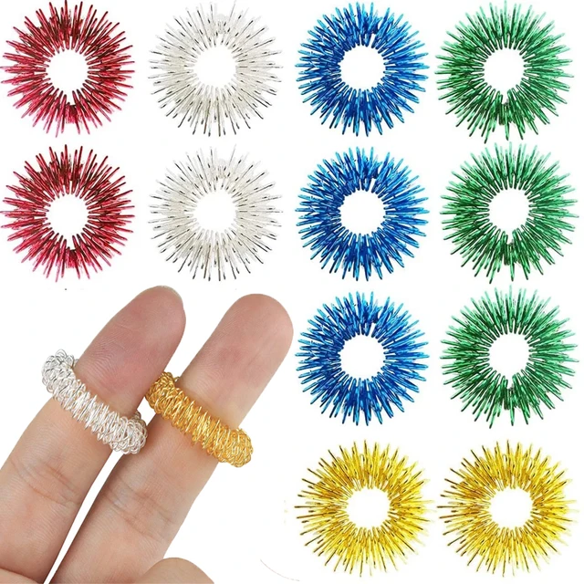 5Pcs Spiky Sensory Anxiety Ring for Finger Massage Hand Acupressure Massager Fidget Rings Toy Stress Relief Circulation Rings 1