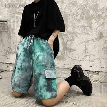

Lychee Harajuku Summer Women Tie Dye Shorts Mens Streetwear Hip Hop Shorts Casual Fashion Casual Loose Short Pants Joggers
