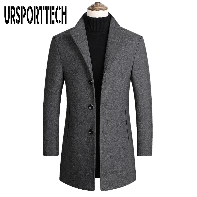 URSPORTTECH Mens Wool Blends Coats Autumn Winter New Solid Color High Quality Men's Wool Jacket Luxurious Wool Blends Coat Male URSPORTTECH Mens Wool Blends Coats Autumn Winter New Solid Color High Quality Men's Wool Jacket Luxurious Wool Blends Coat Male