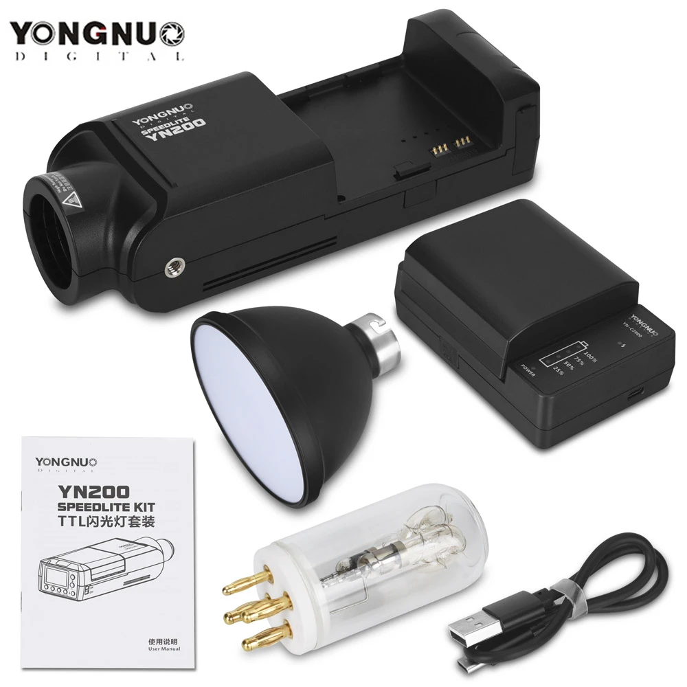 YONGNUO YN200 ttl HSS 2,4G 200 Вт литиевая батарея с usb type C, совместимый YN560-TX(II)/YN560-TX Pro/YN862 для Canon Nikon - Цвет: Only YN200