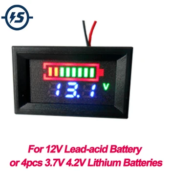 

Lithium Battery Capacity Indicator Voltmeter ON/OFF Controller Voltage Tester 12.6V Red Display for 12V Lead-acid Battery