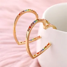 VKME простые преувеличенные серьги в форме сердца серьги женские модные корейские хрустальные металлические серьги в форме сердца подарок новые ювелирные изделия