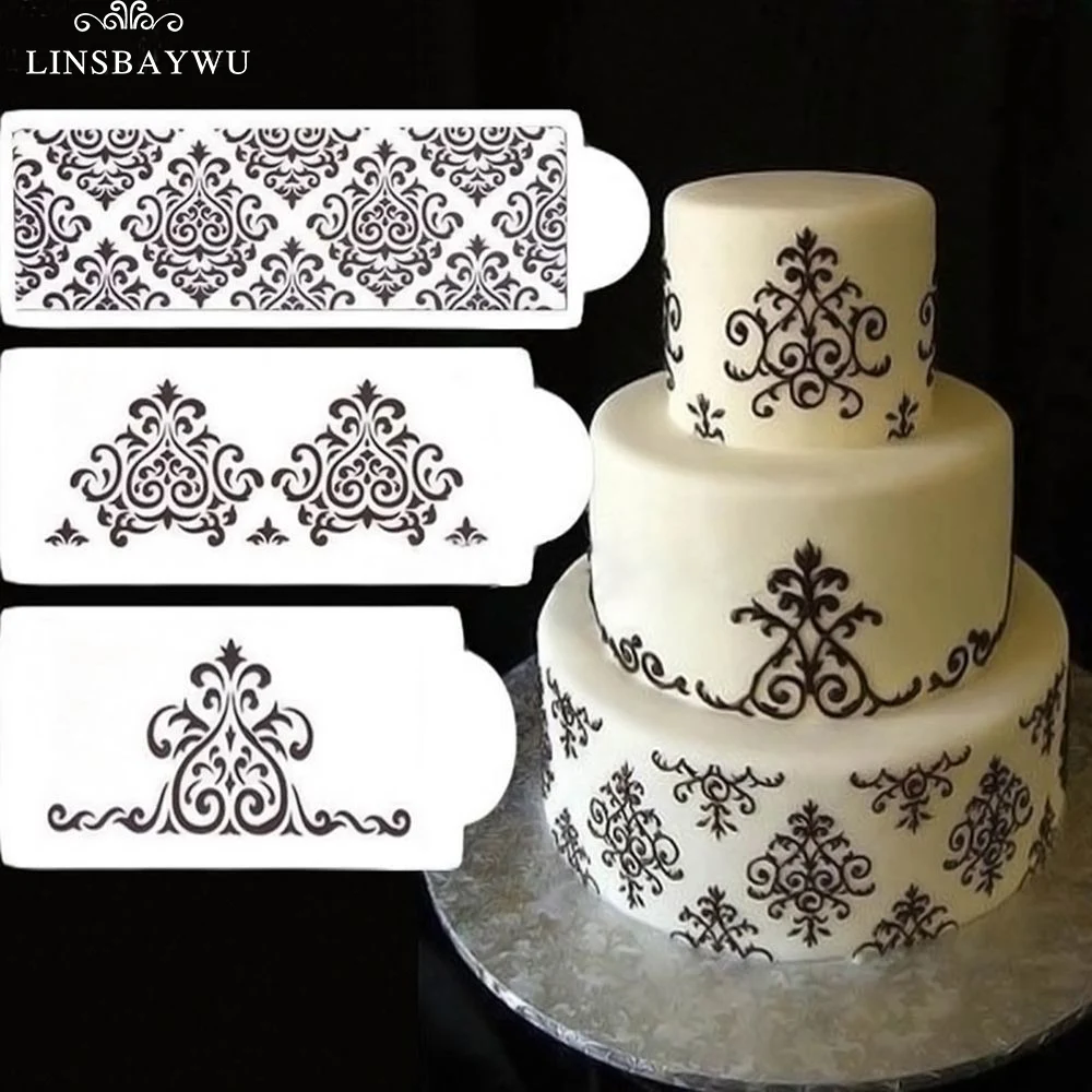 Fondant Cake Border Flower Emboss Side Lace Sugarcraft Decor Stencil Mould JH 
