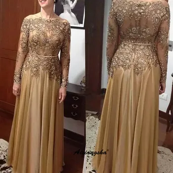 

Off The Shoulder Elegant Evening Gown Dresses Long Sleeves Floral Lace A Line Party Dress Robe De Soiree Formal Gowns New