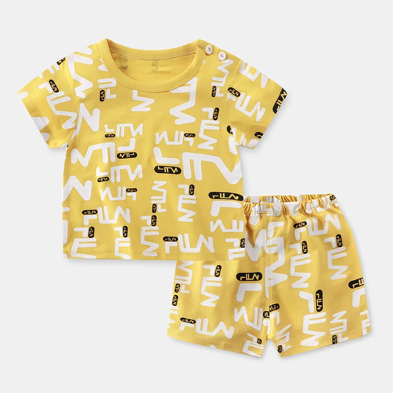 Summer Kids Boy Clothes Fashion Caryoon Dinasaur Tracksuit T-shirt Shorts 2 Piece Suit Infant Biy Girl Clothes Set Newborn