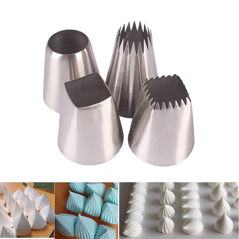 3/4pcs/set Kitchen Gadgets 304 Stainless Steel Silver Pastry Nozzles