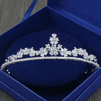 

SLBRIDAL Pave Setting Cubic Zircon Wedding Tiara CZ Bridal Headband Queen Princess Pageant Party Crown Bridesmaids Women Jewelry