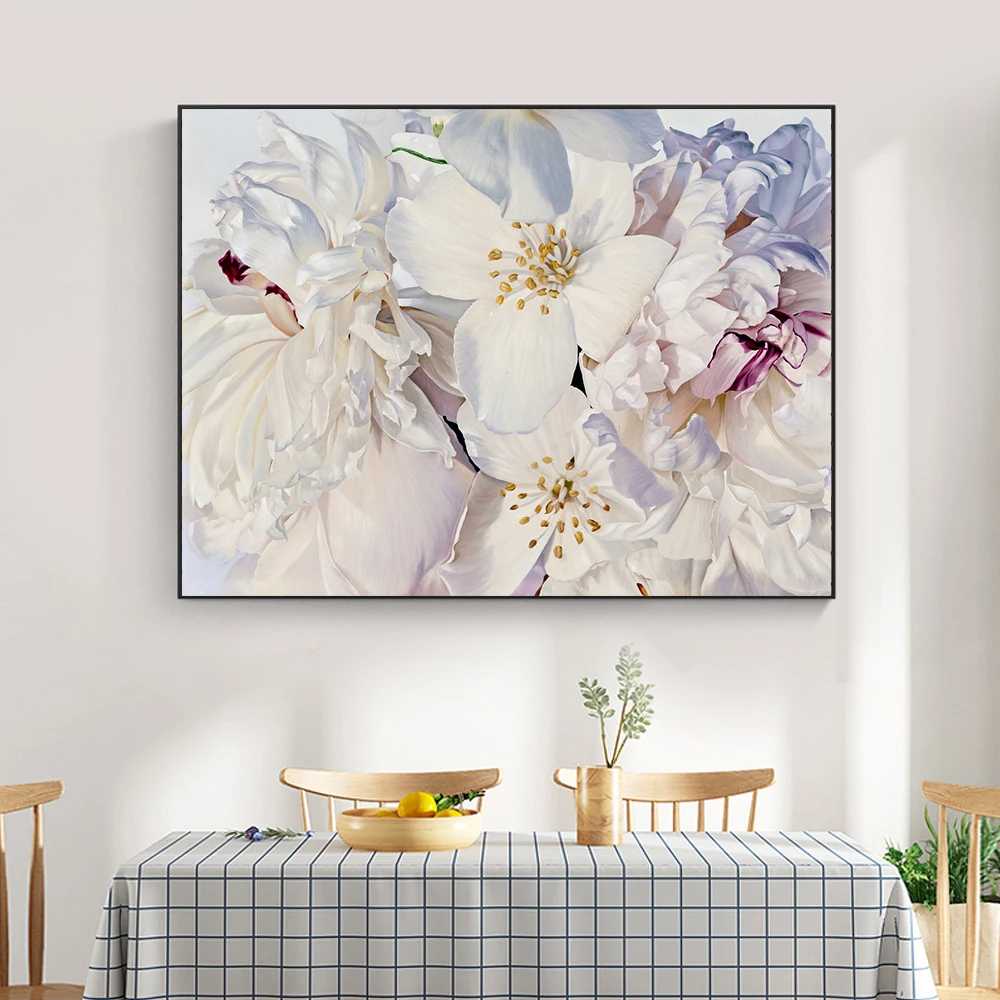 Modern Wall Art Painting White Flower Posters And Prints On Canvas Nordic Picture Decoration For