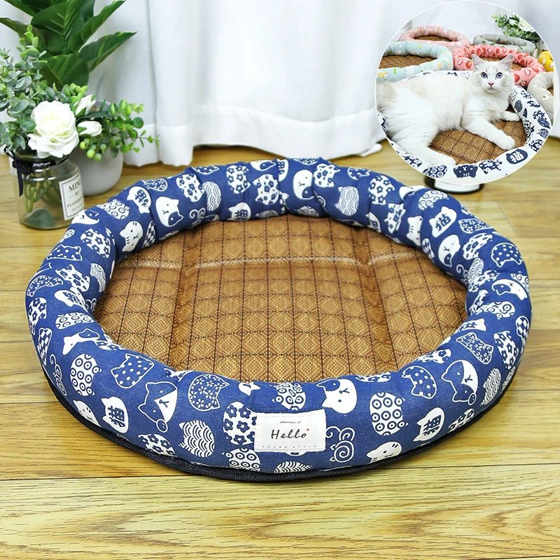 Summer Cat Bed Round Cool Soft Ice Cushion Pad Dog Sleeping Mats Pet Kennel For Small Large Dogs Cats Cool Cold Silk Dog Bed