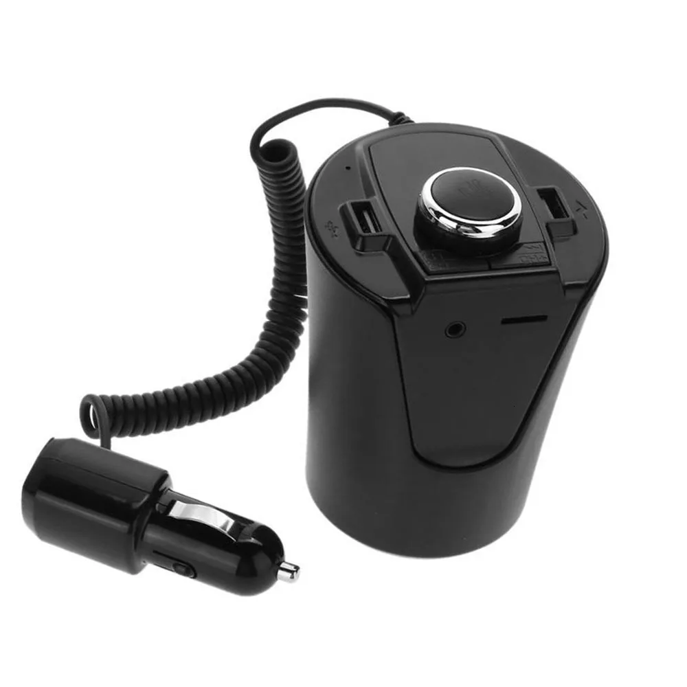 Автомобильный Bluetooth fm-передатчик, музыкальный плеер, подстаканник, Hands Free, поддержка звонков, U диск, TF карта, двойное USB зарядное устройство, музыкальный плеер