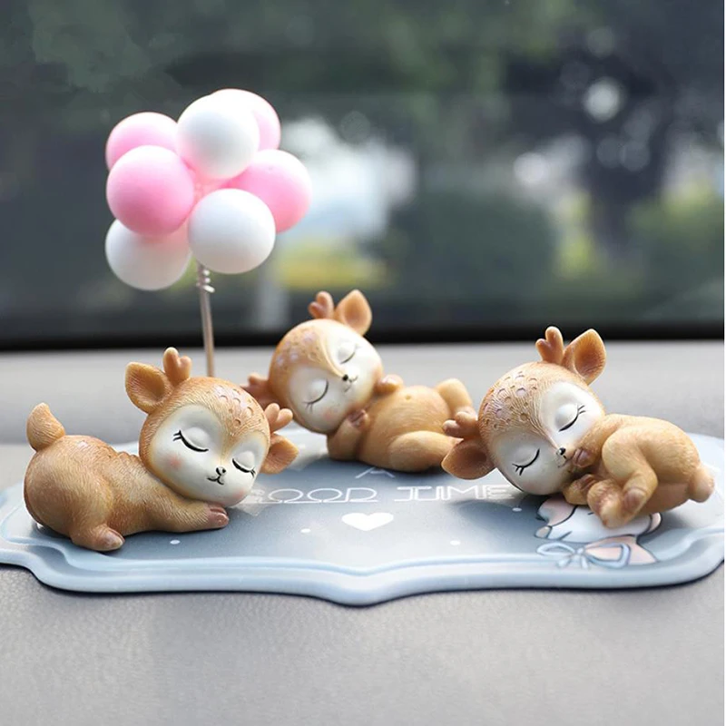 

6 PCS/SET Car Decoration Sleeping Baby Deer Figurines Hand Painting Ornament Home Decorations Cafe Decorative Crafts Xmas Gift