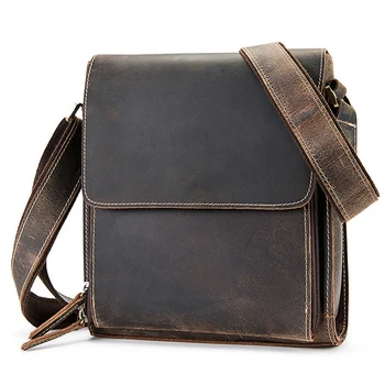 

Luxury Genuine Leather Bag for Men Messenger Bag Casual Men Shoulder Cross Body Handbag Large Vintage Crazy Horse Handbag Totes