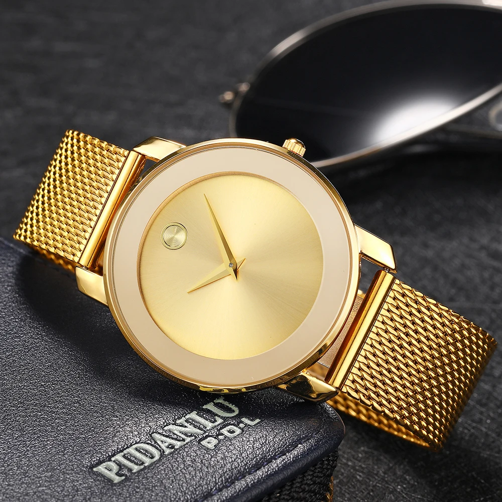 MISSFOX 40MM Women Watches Minimalist Ultra Thin Steel Mesh Watch Fashion Casual Waterproof 18K Gold Ladies Quartz-Watch Girls afbeelding