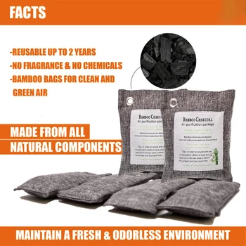 

6Pack Naturally Activated Bamboo Charcoal Air Purifying Bags Odor Neutralizers