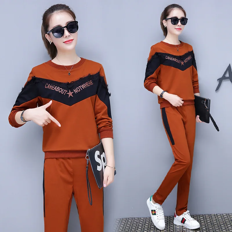 

Fashion WOMEN'S Suit 2019 Spring Clothing New Style Long Sleeve Trousers Spring And Autumn Korean-style Short BF Two-Piece Set F