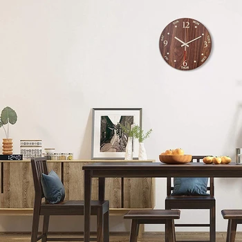 

Luminous Wall Clocks, Days of Week Clocks with Silent Quartz Movement, Vintage Wooden Decorative for Living Room, Dining Room, B