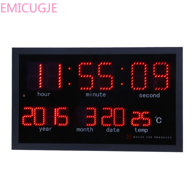 

room modern decoration electronic led calendar clock Home thermometer clock Dot matrix led digital large wall clock Living